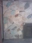 Stone fireplace after soda blasting.